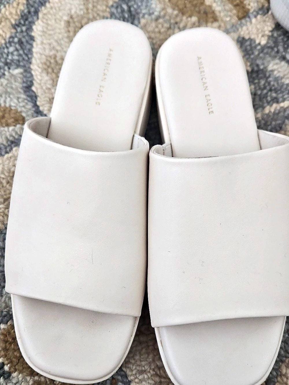 American Eagle AE Platform Slide Sandal Cream Sandals